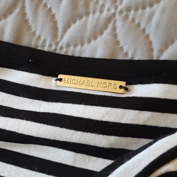 Michael Kors black and white striped asymmetric top - Picture 9 of 11